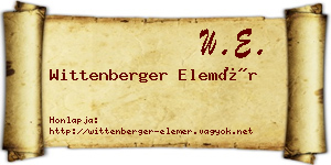 Wittenberger Elemér névjegykártya